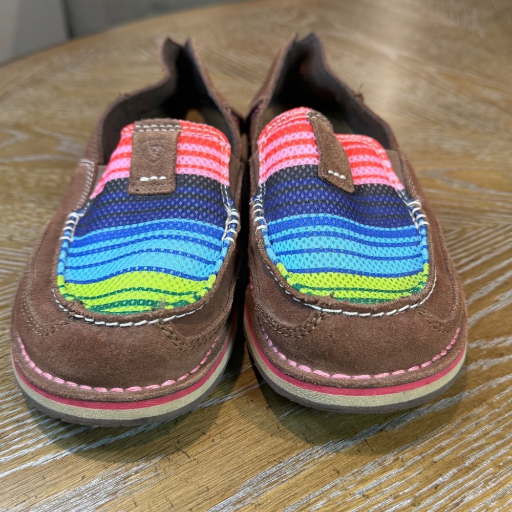 Ariat Cruiser Loafer Slip On Rainbow Stripe Suede Brown Multicolor Size 8.5 - Picture 3 of 10